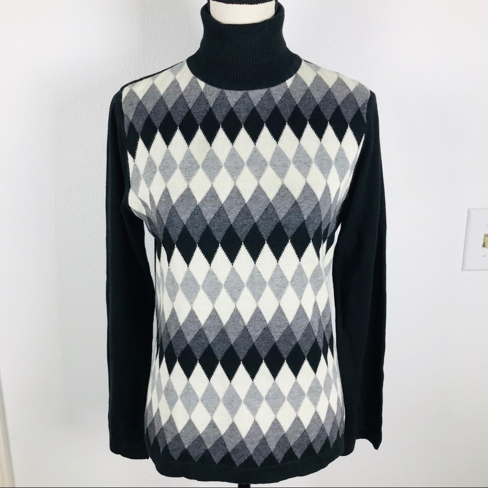 LIZ CLAIBORNE MEG ALLEN  ARGYLE PULLOVER SWEATER